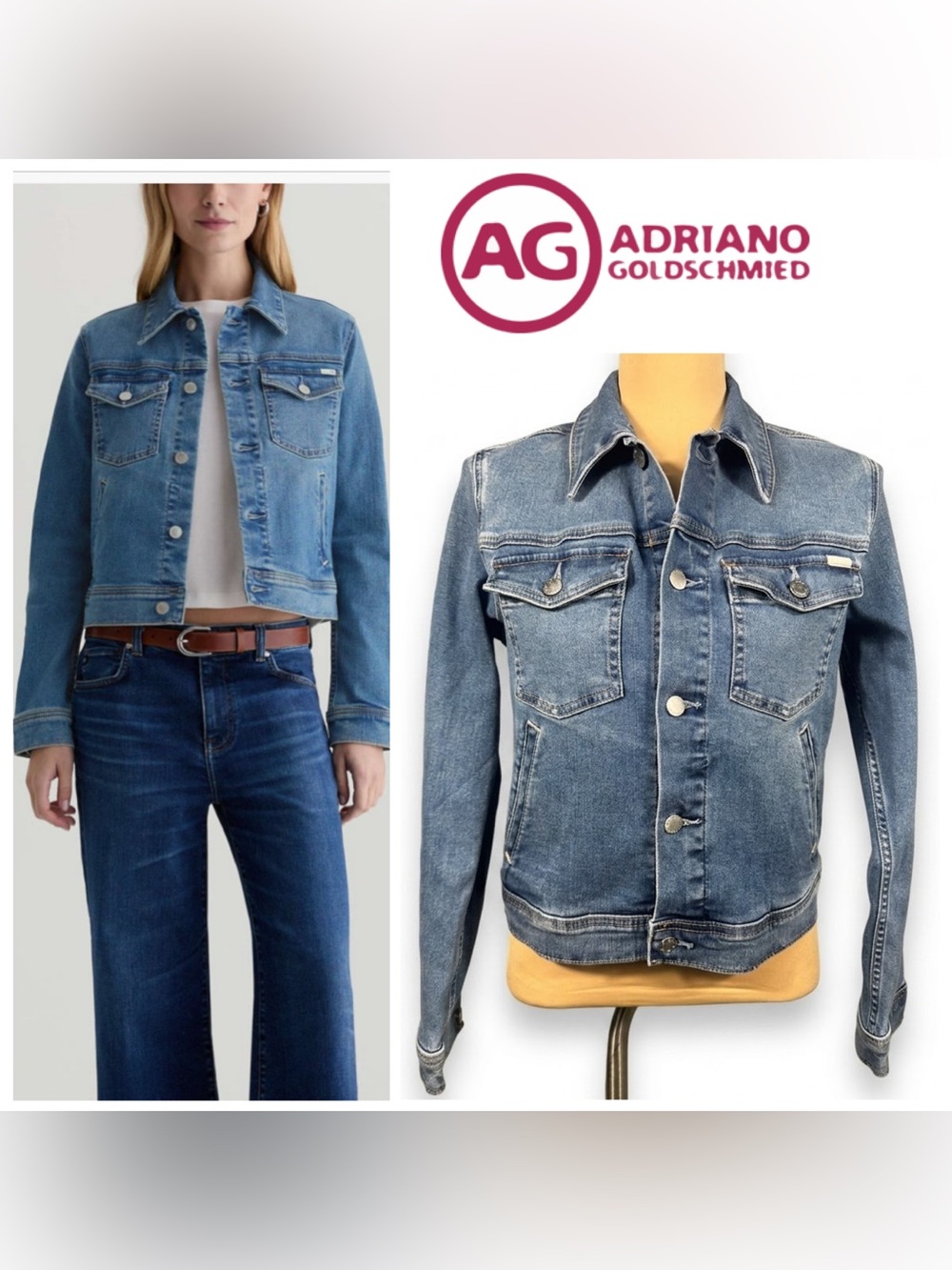 NWT AG ROBYN Cropped Stretch Denim Jean Jacket in Charmed Wash